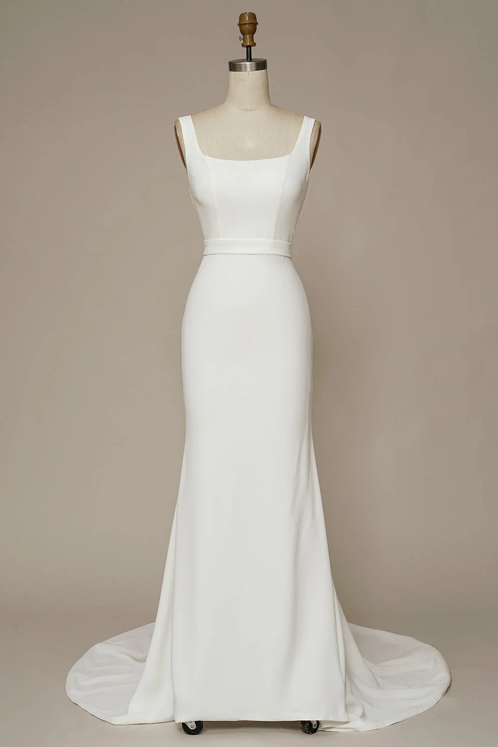 Robe de mariée sirène blanche à col carré